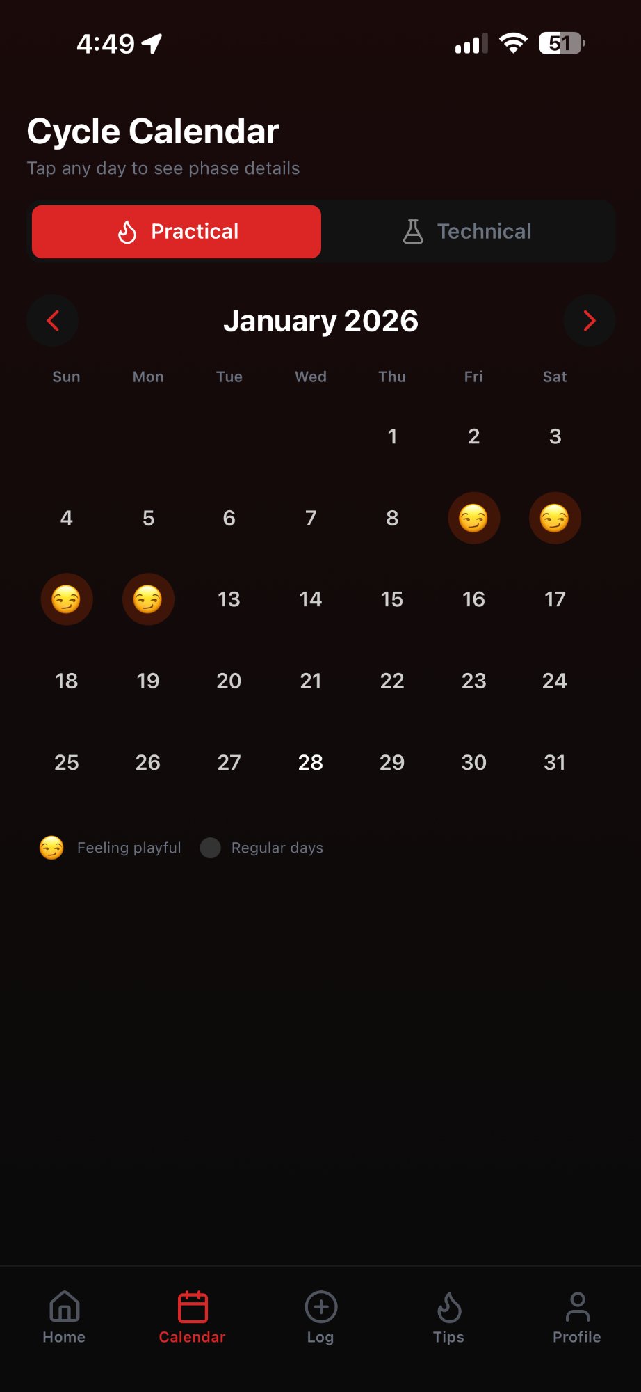 Cycle calendar